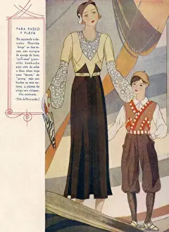 Spanish Artwork Prints: Mother and Child 1920s Spain cc womens boys childrens childrens mothers and daughters