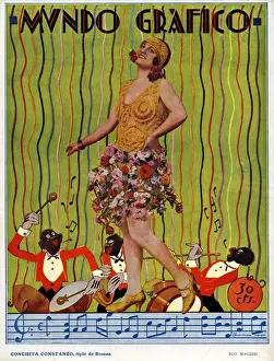 Spanish Artwork Prints: Mundo Grafico 1927 1920s Spain cc magazines bands flowers Jazz