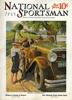 Nineteen Twenties Prints: National Sportsman 1929 1920s USA cars lost asking directions maps magazines