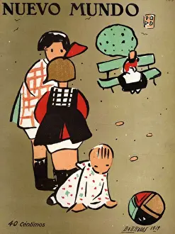 1910s Prints: Nuevo Mundo 1919 1910s Spain cc magazines playing babies balls games childrens