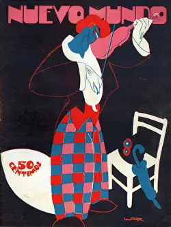 Spanish Artwork Prints: Nuevo Mundo 1924 1920s Spain cc magazines violins playing instruments clowns musical