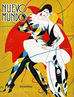 Images Dated 1st September 2008: Nuevo Mundo 1927 1920s Spain cc magazines carnivals masquerade clowns pierrot kissing