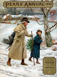 Nineteen Hundreds Collection: Pears Annual 1909 1900s UK cc turkeys holly winter snow fathers sons