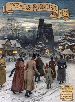 1910s Prints: Pears Annual 1913 1910s UK cc villages winter snow churches eve