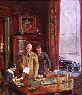 Nineteen Twenties Prints: Pierce-Arrow 1920s USA CC bosses secretaries cars pierce arrow