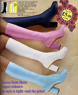 Womens Prints: Platform Boots 1973 1970s UK womens platforms shoes