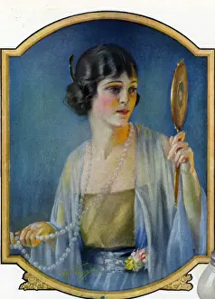 Pompean 1920s USA CC make-up vanity mirrors pearls womens day cream beauty