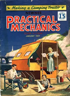 Vacations Prints: Practical Mechanics 1957 1950s UK holidays caravans trailers mobile homes magazines