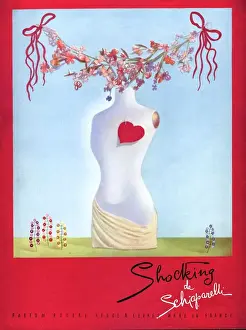 Adverti Prints: Schiaparelli Shocking 1930s UK hearts surrealism art womens pink surreal
