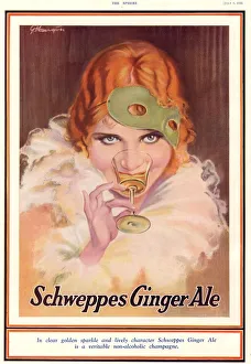 Schweppes 1930s UK ginger ale art deco drinking masks