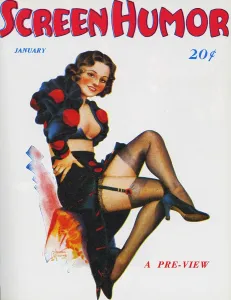 Womens Prints: Screen Humor 1934 1930s USA magazines glamour erotica womens stockings suspender belts