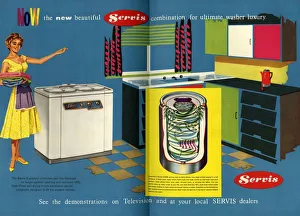 Servis 1950s UK washing machines housewives housewife kitchens woman women