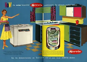 Servis 1950s UK washing machines housewives housewife kitchens woman women