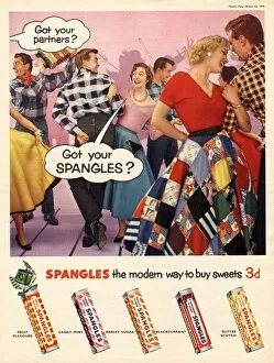 Confectionery Collection: Spangles 1956 1950s UK sweets party dancing
