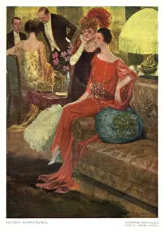 Spanish Artwork Prints: Spanish Social Gathering 1920s Spain cc friends watching gossiping dinner party