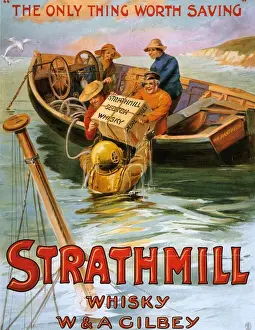 Strathmill 1900s UK whisky alcohol whiskey advert Scotch Scottish boats