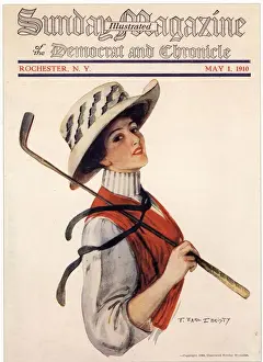 American Prints: Sunday Magazine 1910s USA golf womens hats portraits magazines