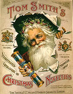 1900s Prints: Tom Smiths 1900s UK mcitnt crackers novelties father Santa adverts advertising Christmas