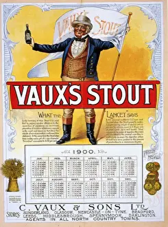 1900s Prints: Vauxs 1900 1900s UK Vauxs alcohol beer calendars advert recommended by the Lancet