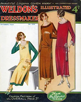 Clothes Clothing Prints: Weldons Illustrated Dressmaker 1924 1920s UK womens magazines