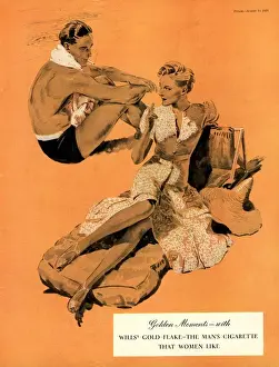 Adverti Prints: Wills 1930s UK holidays cigarettes smoking gold flake