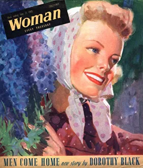 Clothes Clothing Prints: Woman 1943 1940s UK flowers magazines