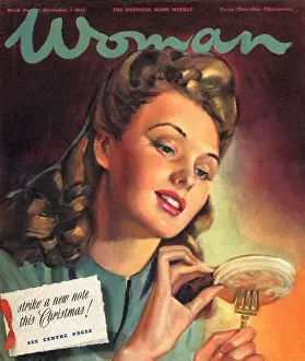 Woman 1945 1940s UK people eating crumpets womens portraits magazines