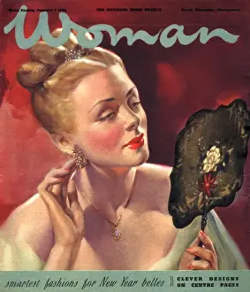 Woman 1946 1940s UK beauty vanity mirrors make-up makeup magazines