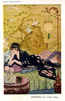 Images Dated 28th November 2008: Woman relaxing 1920s Spain cc woman women exoric oriental relaxing interiors