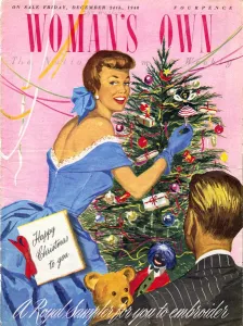 Clothes Clothing Prints: Womans Own 1940s UK trees decorations angels teddy bears golliwogs presents