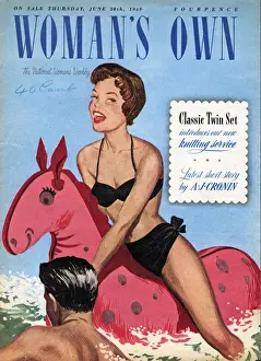 1940s Prints: Womans Own 1949 1940s UK holidays seaside inflatables magazines