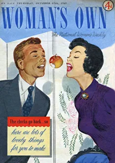 Womans Own 1949 1940s UK magazines games adults apples eating Womans Own 1949 1940s UK magazines games adults apples eating