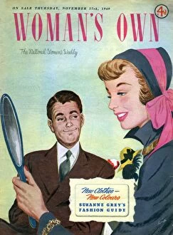 Images Dated 29th January 2010: Womans Own 1949 1940s UK womens hats magazines womans vanity shopping
