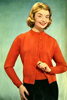 Humor Prints: Womens Knitwear 1948 1950s UK womens cheesy humour cardigans