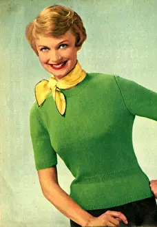 Humor Prints: Womens Knitwear 1958 1950s UK womens cheesy humour jumpers