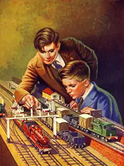 1950s Prints: The Wonder Book of Things to Do 1957 1950s UK childrens illustrations model railways