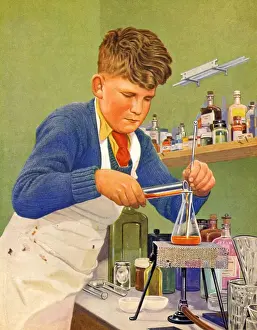 The Wonder Book of Things to Do 1957 1950s UK childrens illustrations test tubes
