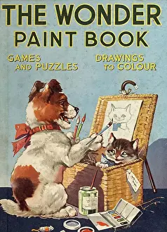 Books Prints: The Wonder Paint Book 1950s UK mcitnt dogs cats puzzles painting childrens childrens