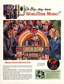 Advertisements Collection: Wurlitzer 1946 1940s USA juke-boxes jukeboxes record players juke boxes